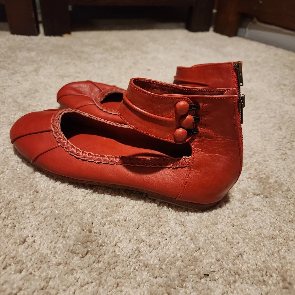 ELF Red Women's Flats with Ankle Strap